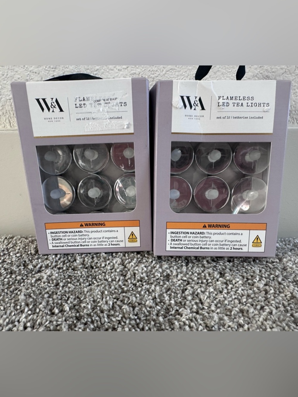 W&A Flameless Battery Powered LED Silver tone Tea Lights Candles set of 24